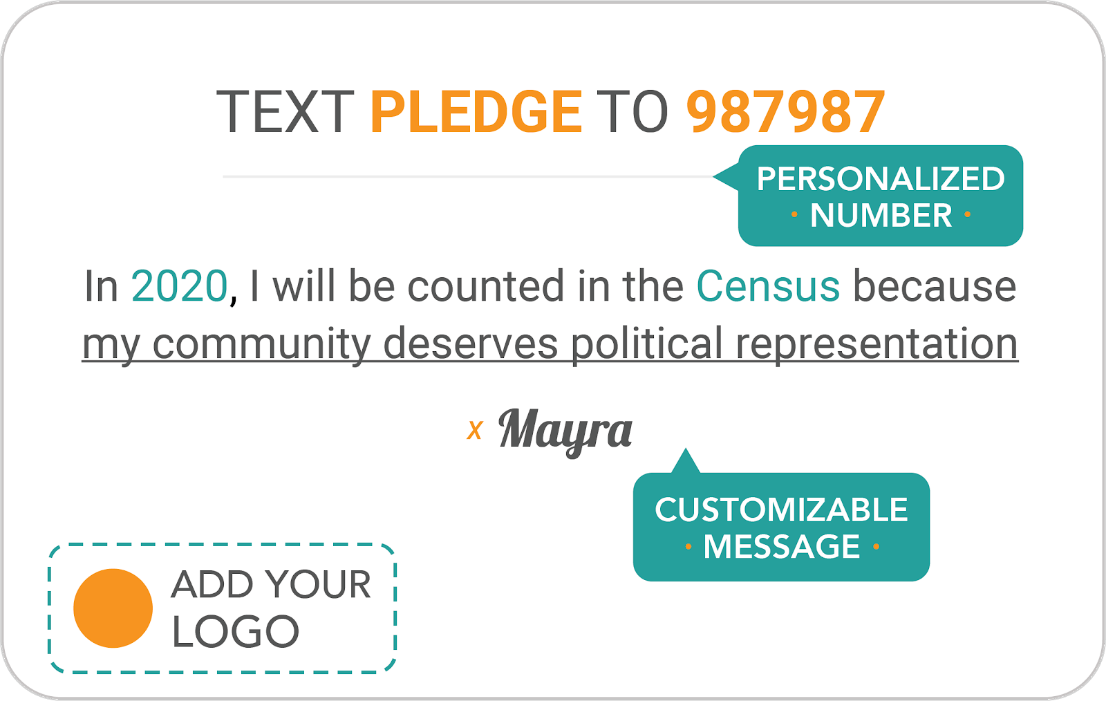 Image of customizable pledge card for Census 2020