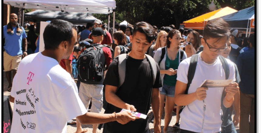 image of college students flying